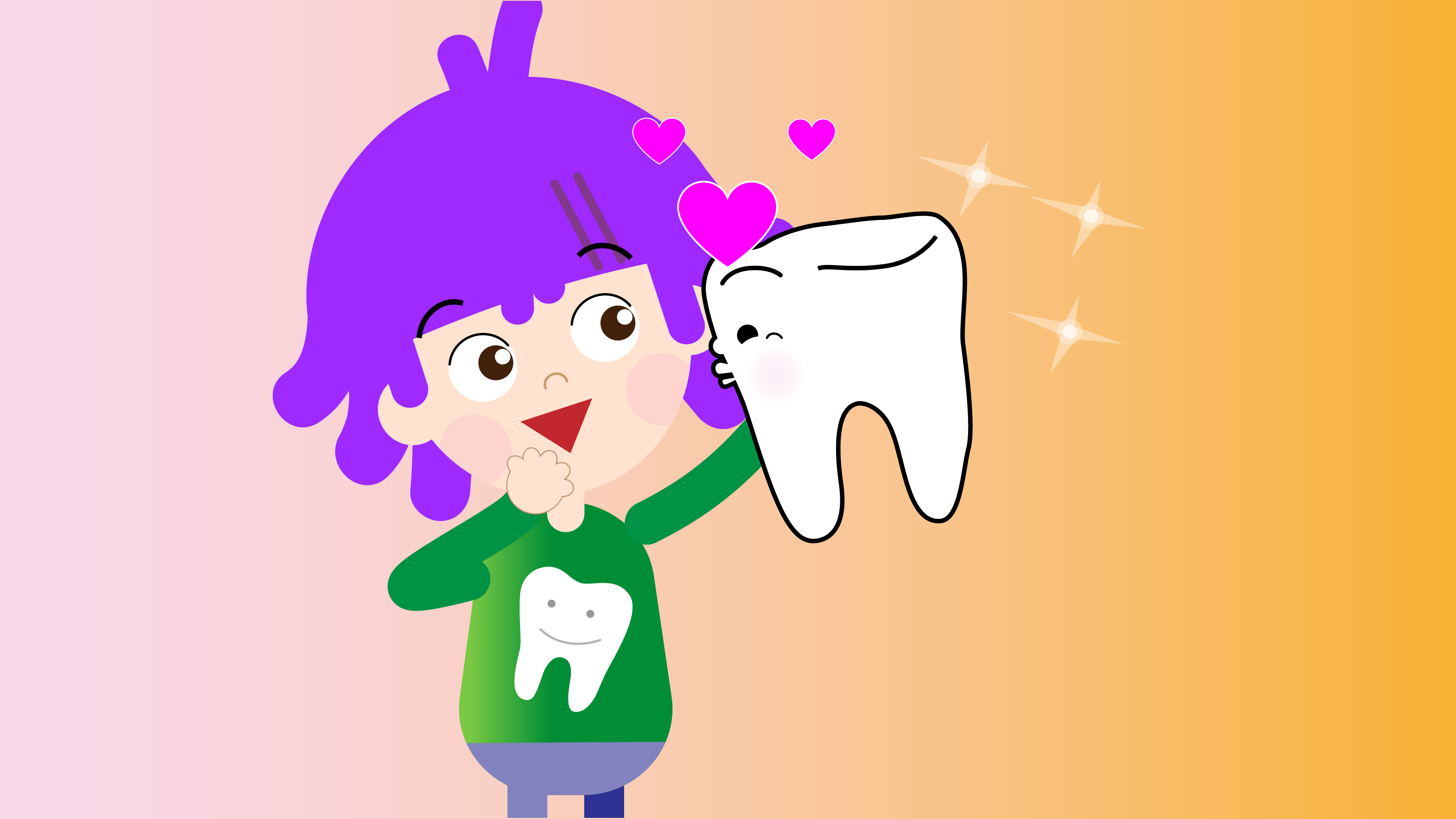 Illustration: ZaZa bekommt einen Kuss vom Zahn